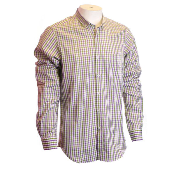 Pretty Green Mens Purple Pretty Green BD Check Shirt main image