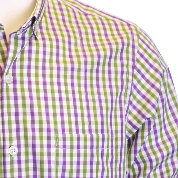 Pretty Green Mens Purple Pretty Green BD Check Shirt main image