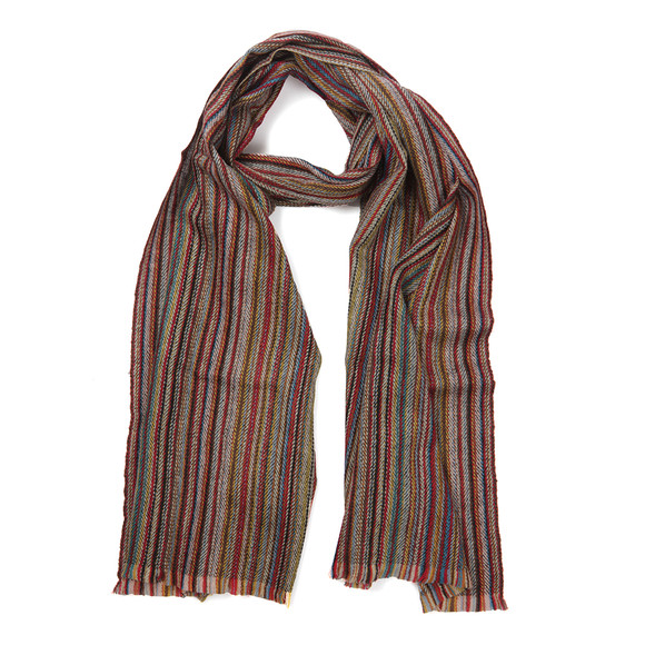 Paul Smith Jeans Mens Multicoloured Herringbone Multi Stripe Scarf #1