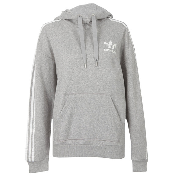Womens Grey 3 Stripe Hoody Womens Grey 3 Stripe Hoody