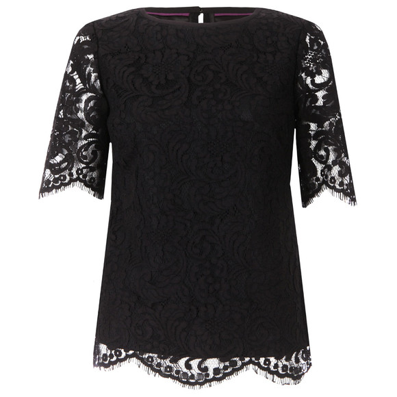 Ted Baker Womens Black Allina Scallop Edge Lace Top main image