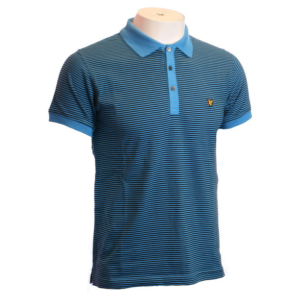 Lyle & Scott Mens Blue Lyle & Scott Electric Blue Fine Stripe Polo main image