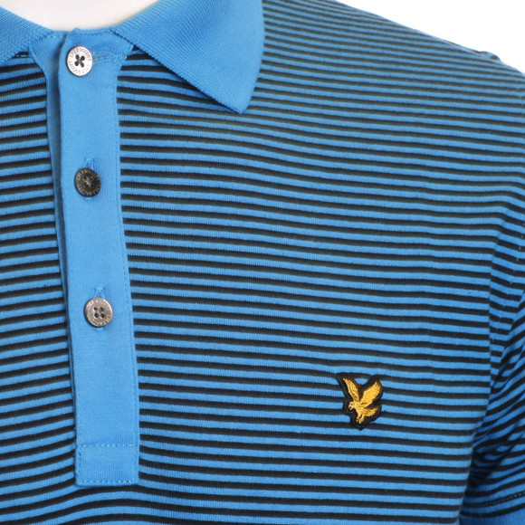 Lyle & Scott Mens Blue Lyle & Scott Electric Blue Fine Stripe Polo main image