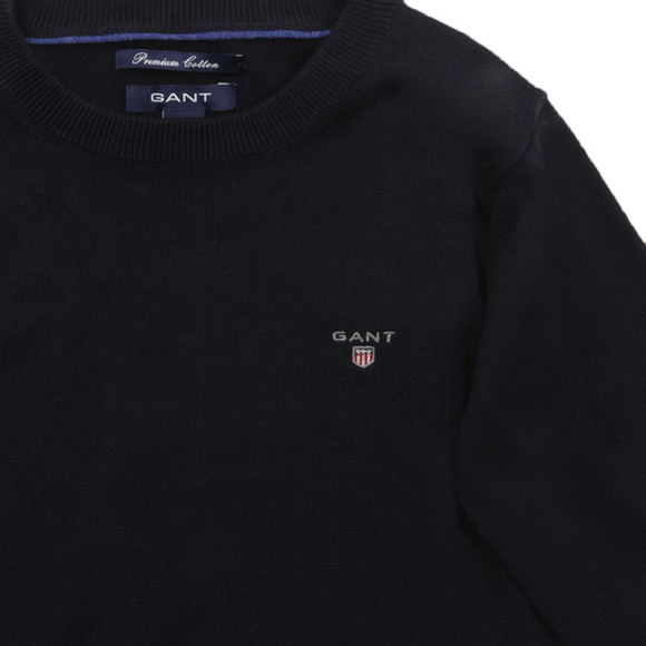 Gant Boys Blue Solid Cotton Crew Neck Jumper main image