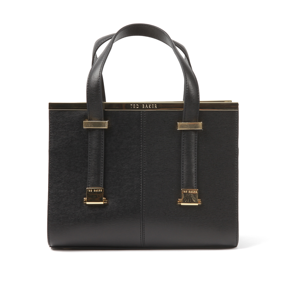 Womens Cristie Crosshatch Small Metal Bar Tote Bag