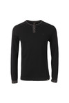 Pretty Green Mens Black Paisley Long Sleeve Grandad T Shirt
