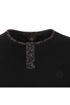 Pretty Green Mens Black Paisley Long Sleeve Grandad T Shirt