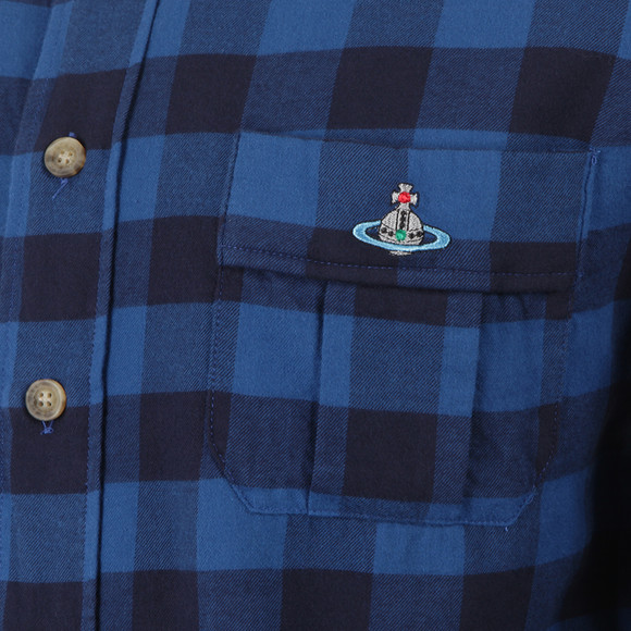 Vivienne Westwood Anglomania Mens Blue Padded Details Shirt #2