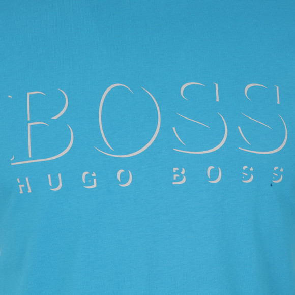 HUGO Mens Blue Tuquoise Large Logo Crew Neck Tee #3