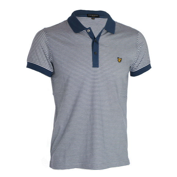 Lyle & Scott Mens Blue Lyle & Scott French Blue Fine Stripe Polo main image