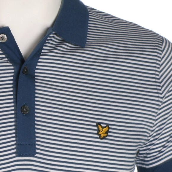 Lyle & Scott Mens Blue Lyle & Scott French Blue Fine Stripe Polo main image