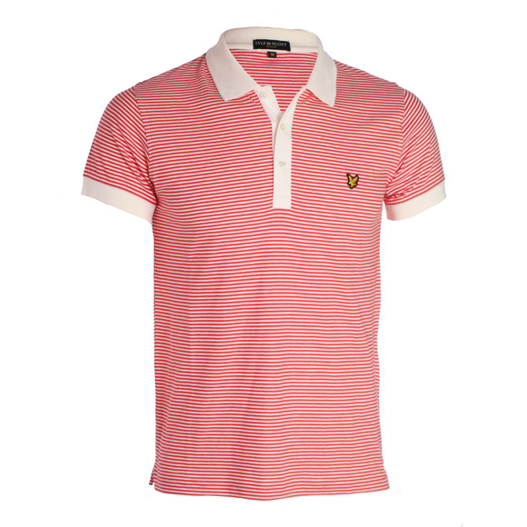 Lyle & Scott Mens White Lyle & Scott Ivory/Red Fine Stripe Polo main image