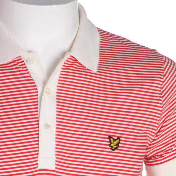 Lyle & Scott Mens White Lyle & Scott Ivory/Red Fine Stripe Polo main image