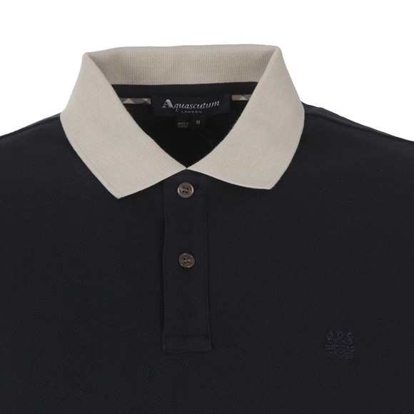 Aquascutum Mens Blue Timbs Contrast Collar Polo #2