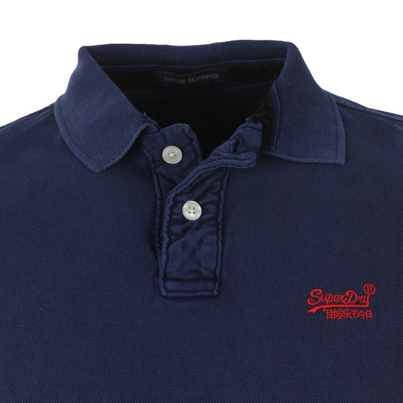 Superdry Mens Blue Vintage Destroyed SS Pique Polo main image