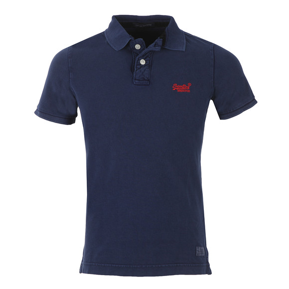 Superdry Mens Blue Vintage Destroyed SS Pique Polo main image