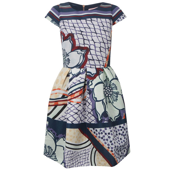 Ted Baker Womens Purple Wrennie Tribal Print Cap Sleeve Dress main image