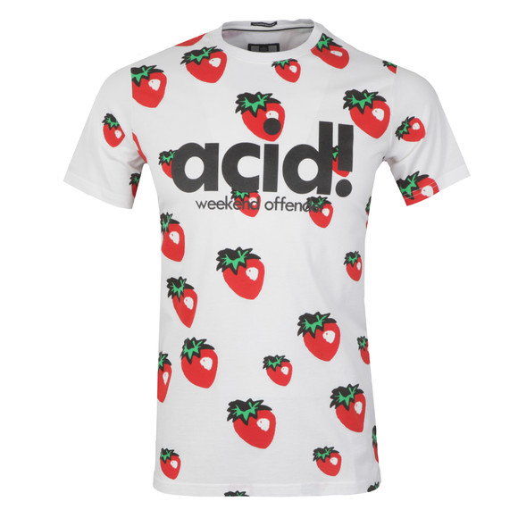Weekend Offender Mens White Ani Strawberry T Shirt main image