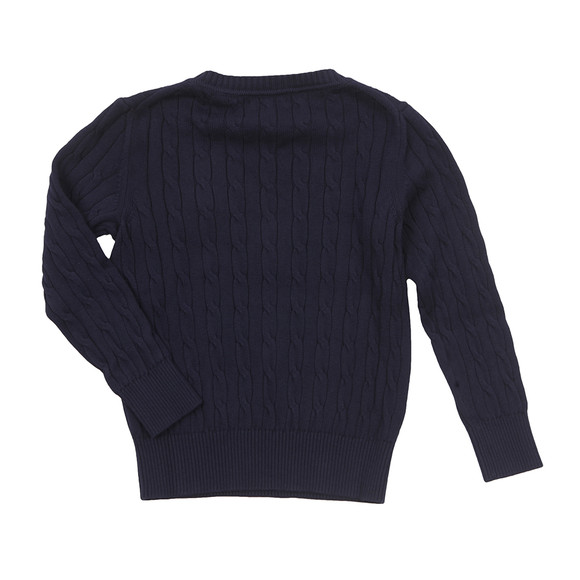 Gant Boys Blue Cotton Cable Crew Jumper main image