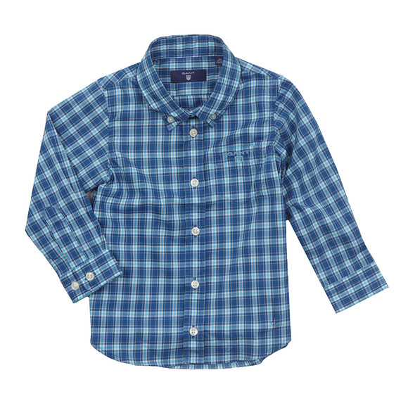 Gant Boys Blue Baby Dogleg Poplin Check Shirt main image