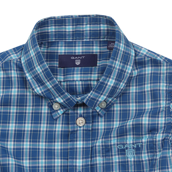Gant Boys Blue Baby Dogleg Poplin Check Shirt main image