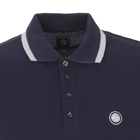 Pretty Green Mens Blue Pretty Green Navy Stripe Collar Polo main image