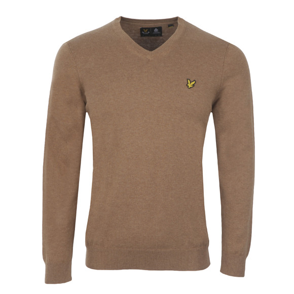 Lyle & Scott Mens Brown V Neck Jumper main image
