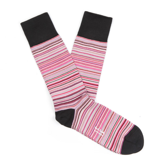 Paul Smith Mens Pink New Classic Multi Stripe Sock #1