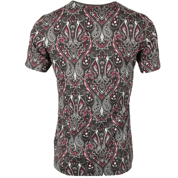 Pretty Green (Black Label) Mens Black Paisley Short Sleeve Crew T Shirt main image