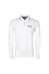 EA7 Emporio Armani Mens White Tipped Long Sleeve Polo Shirt