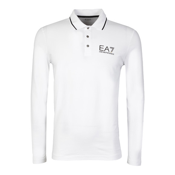 EA7 Emporio Armani Mens White Tipped Long Sleeve Polo Shirt main image