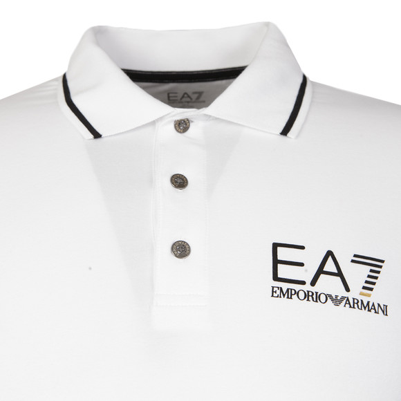 EA7 Emporio Armani Mens White Tipped Long Sleeve Polo Shirt main image