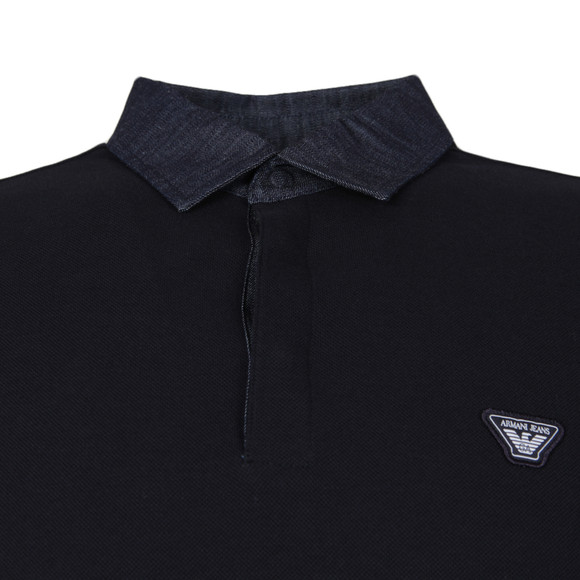 Armani Jeans Mens Blue Denim Collar Long Sleeve Polo Shirt #2