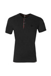 Pretty Green Mens Brown Turner Paisley Placket Grandad T Shirt