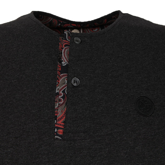 Pretty Green Mens Brown Turner Paisley Placket Grandad T Shirt main image