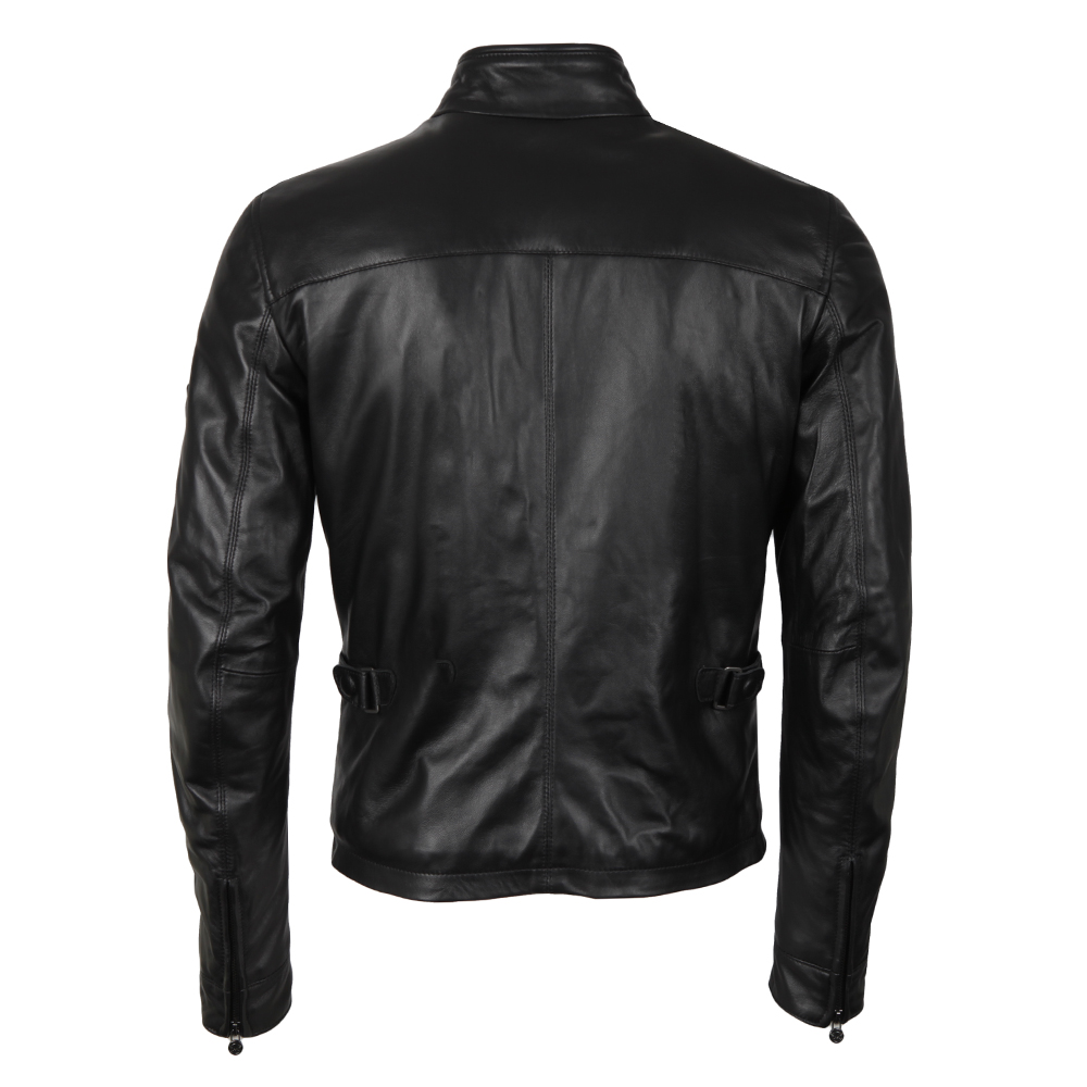 Swing top type leather blouson, men's size M genuine leather black type Vintage Second Hand