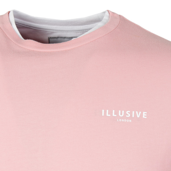 Illusive Mens Pink Double Layer Ripped T Shirt main image