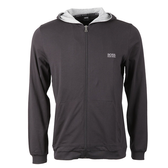 BOSS Bodywear Mens Black Plain Full Zip Hoody #1