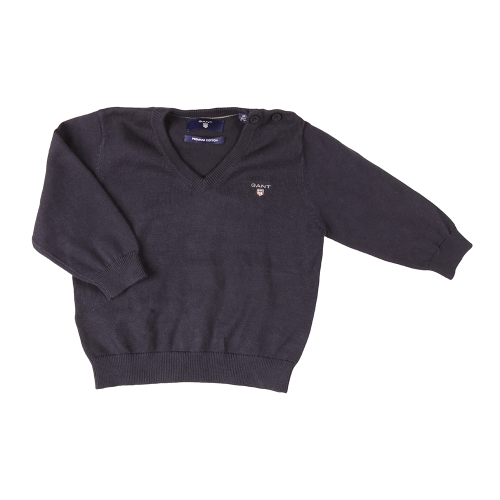 Boys Blue Baby Light Weight Cotton V Neck Jumper