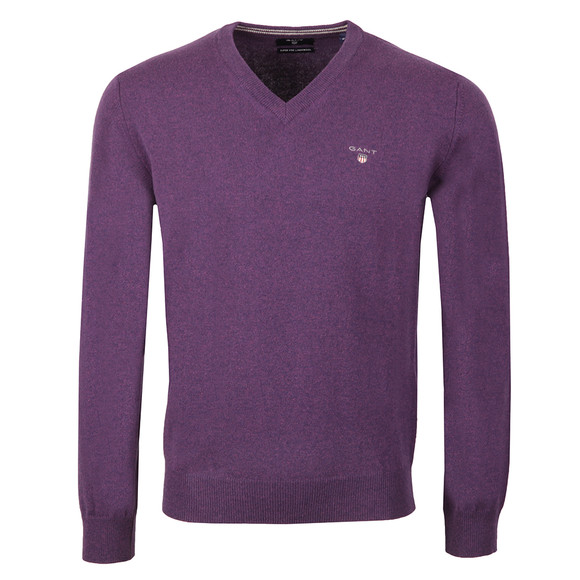 Gant Mens Purple V-Neck Jumper main image