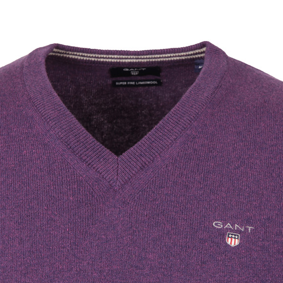 Gant Mens Purple V-Neck Jumper main image