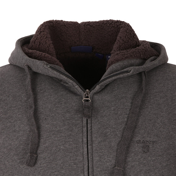 Gant Mens Grey Shearling Full Zip Hoodie main image