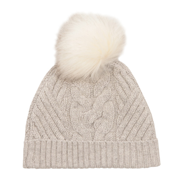 Ted Baker Womens Grey Lisabet Cable Knitted Hat With Pom Pom main image