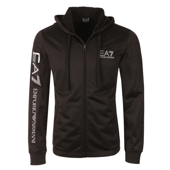 EA7 Emporio Armani Mens Black Full Zip Sleeve Logo Tricot Hoody main image
