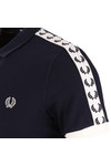 Fred Perry Sportswear Mens Blue Taped Pique Polo Shirt