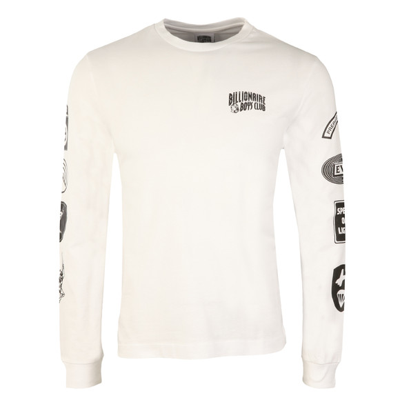 Billionaire Boys Club Mens White Aviation Print Long Sleeve T Shirt #1