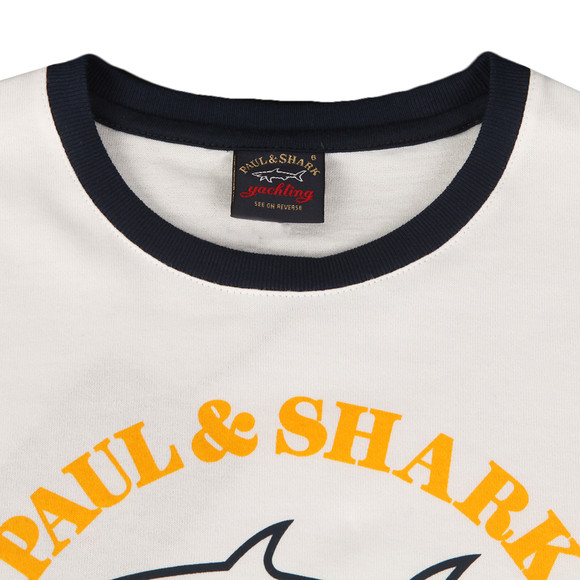 Paul & Shark Cadets Boys White Large Logo Ringer T Shirt #3
