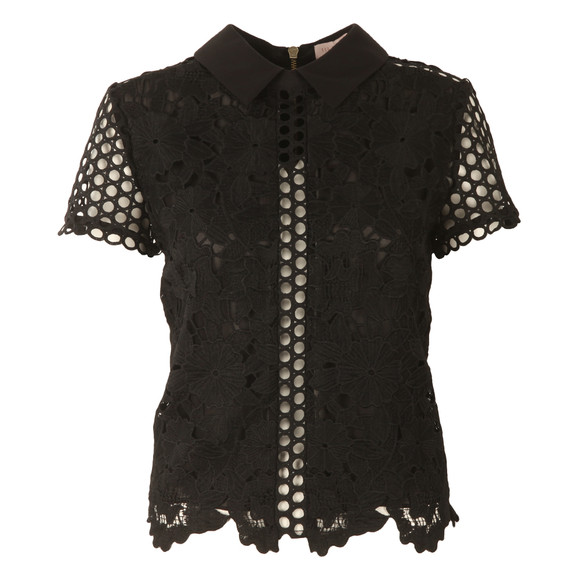 Ted Baker Womens Black Beaux Mixed Lace Collar Crop Top main image