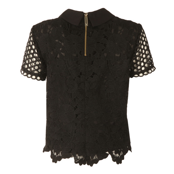 Ted Baker Womens Black Beaux Mixed Lace Collar Crop Top main image