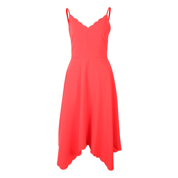 Ted Baker Womens Orange Simbah Scallop Asymmetric Hem Dress #1